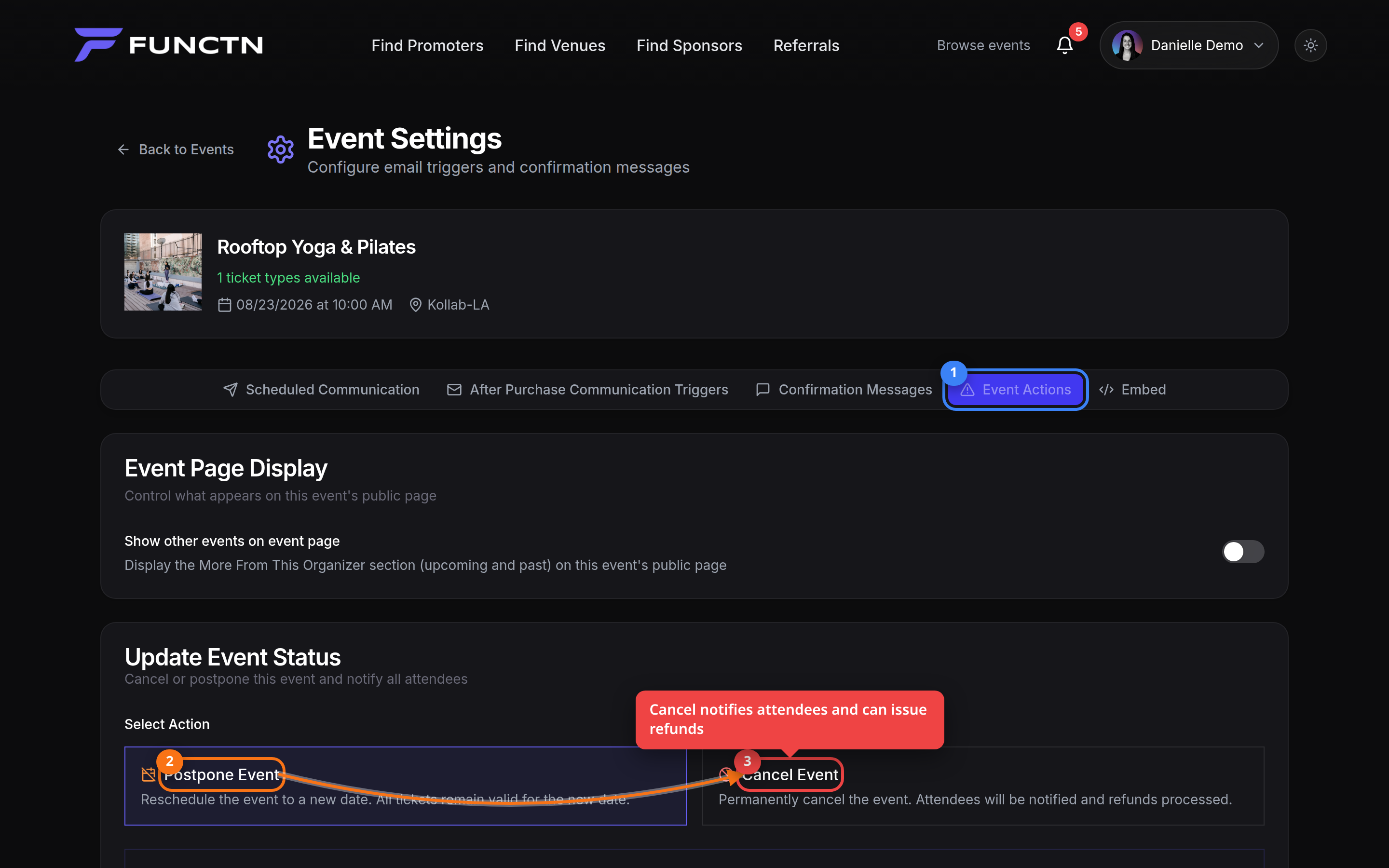 Cancelling or postponing events — how it works