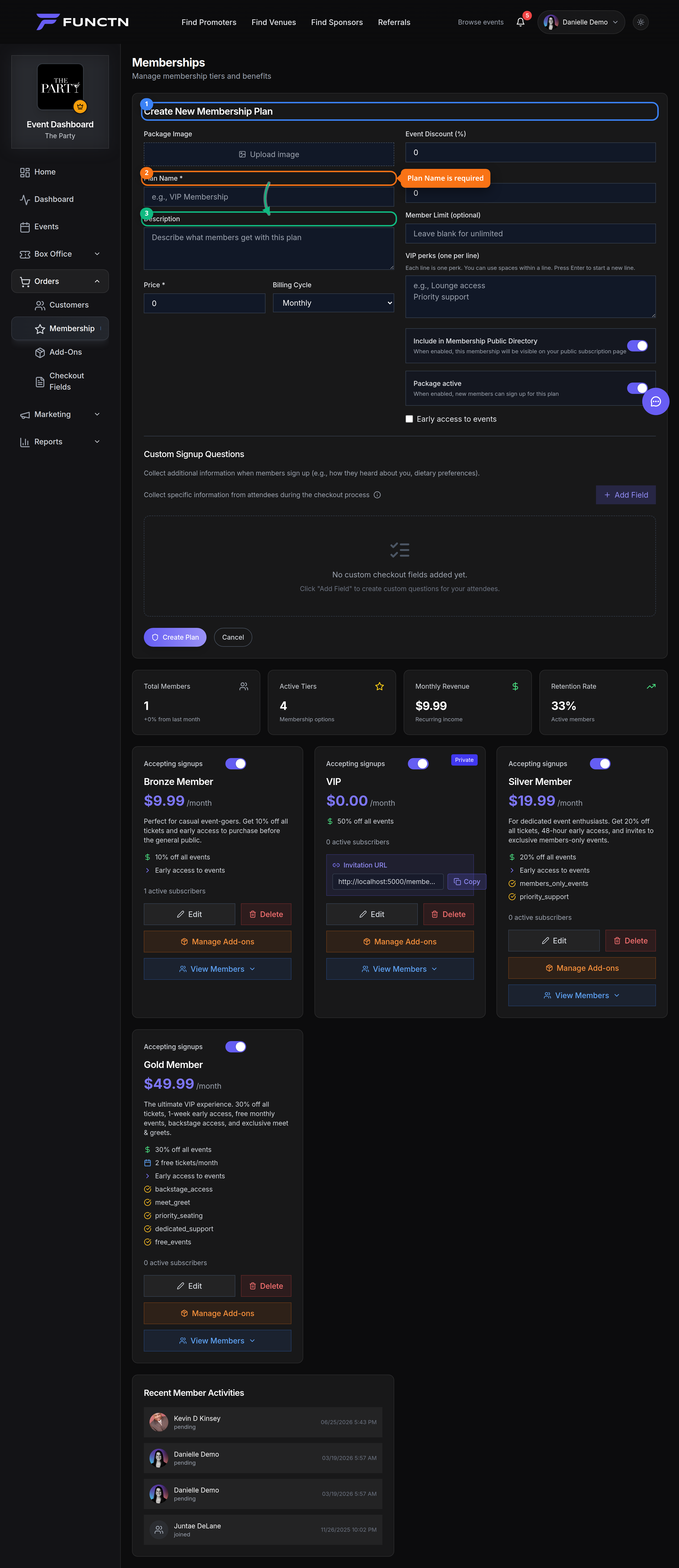 Creating a membership tier — how it works