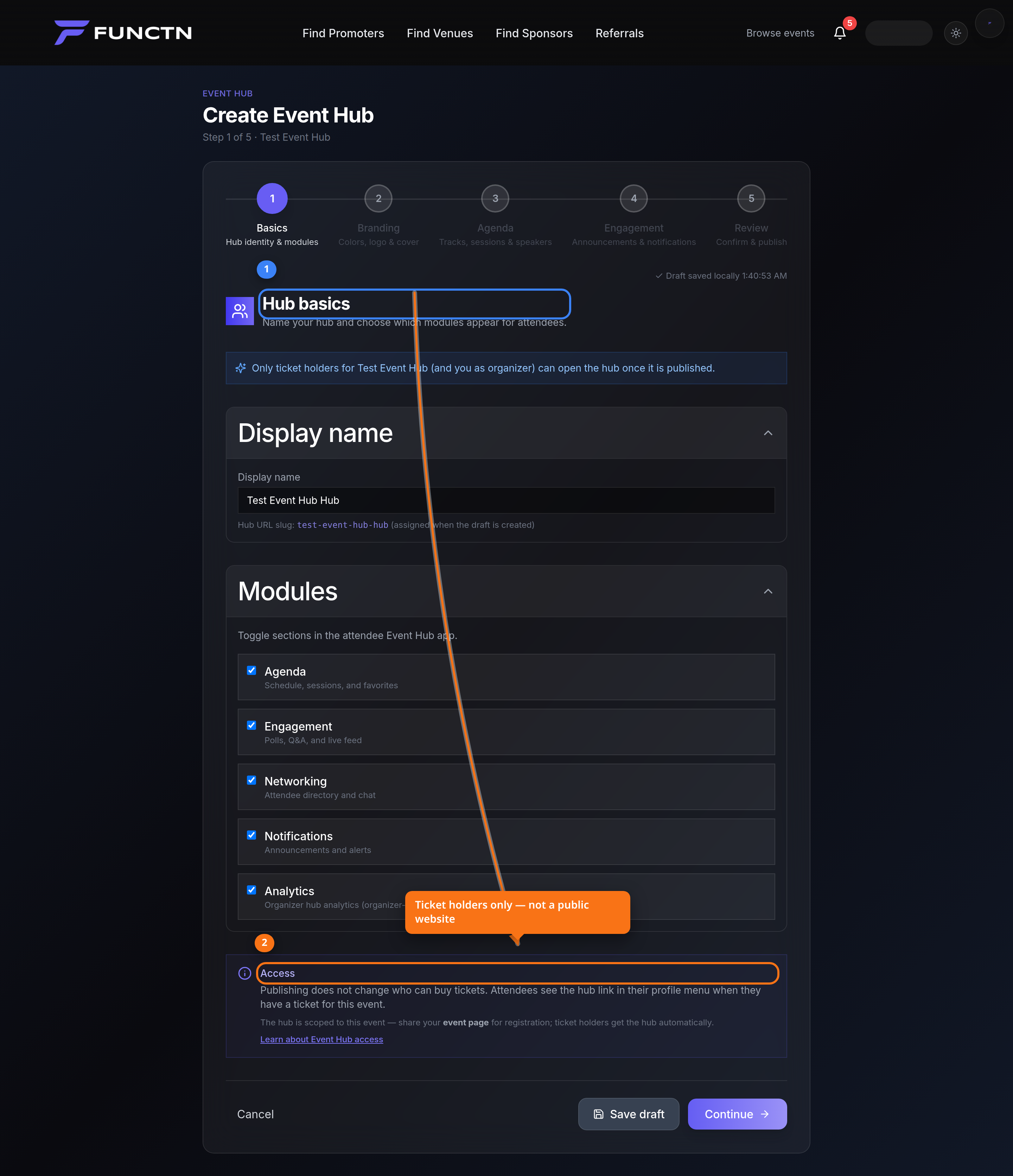 Event Hub access and visibility — where to find it