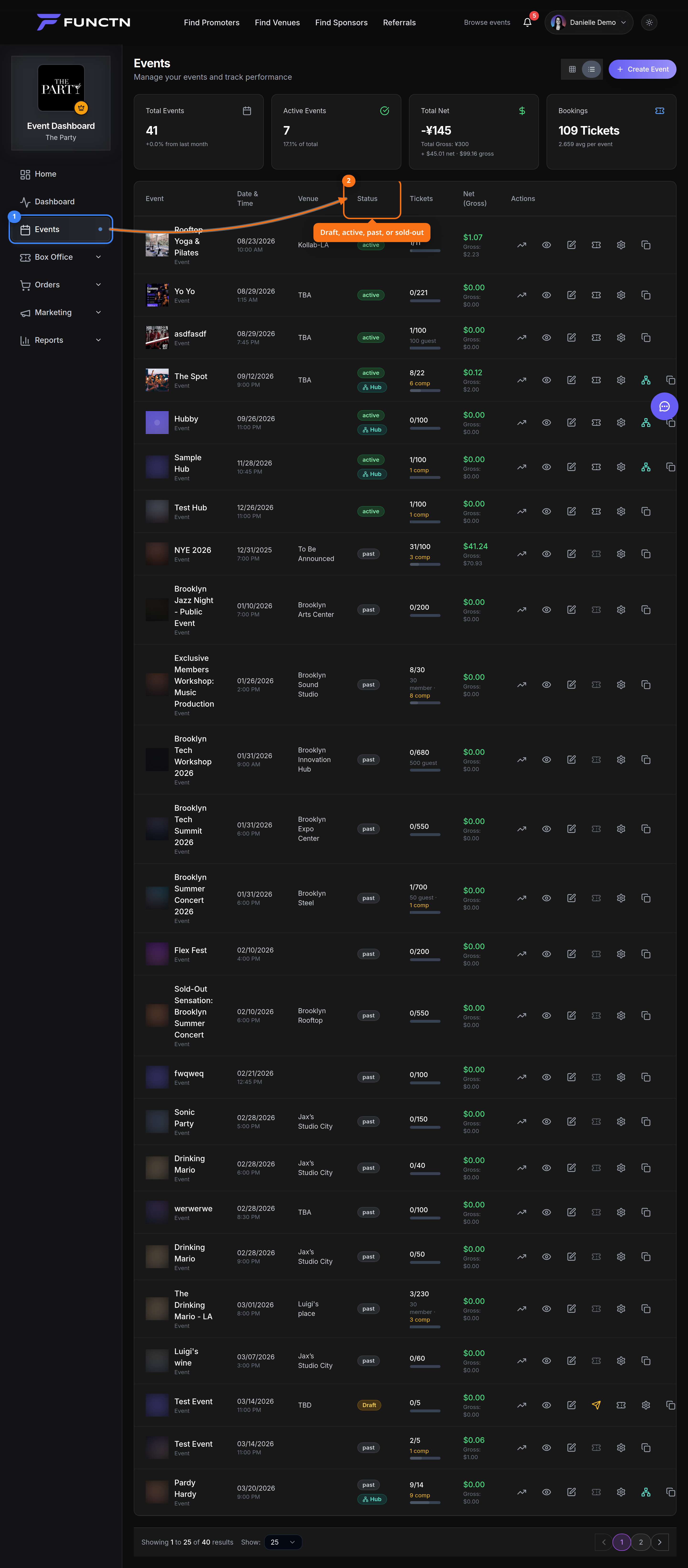 Event status and visibility — where to find it