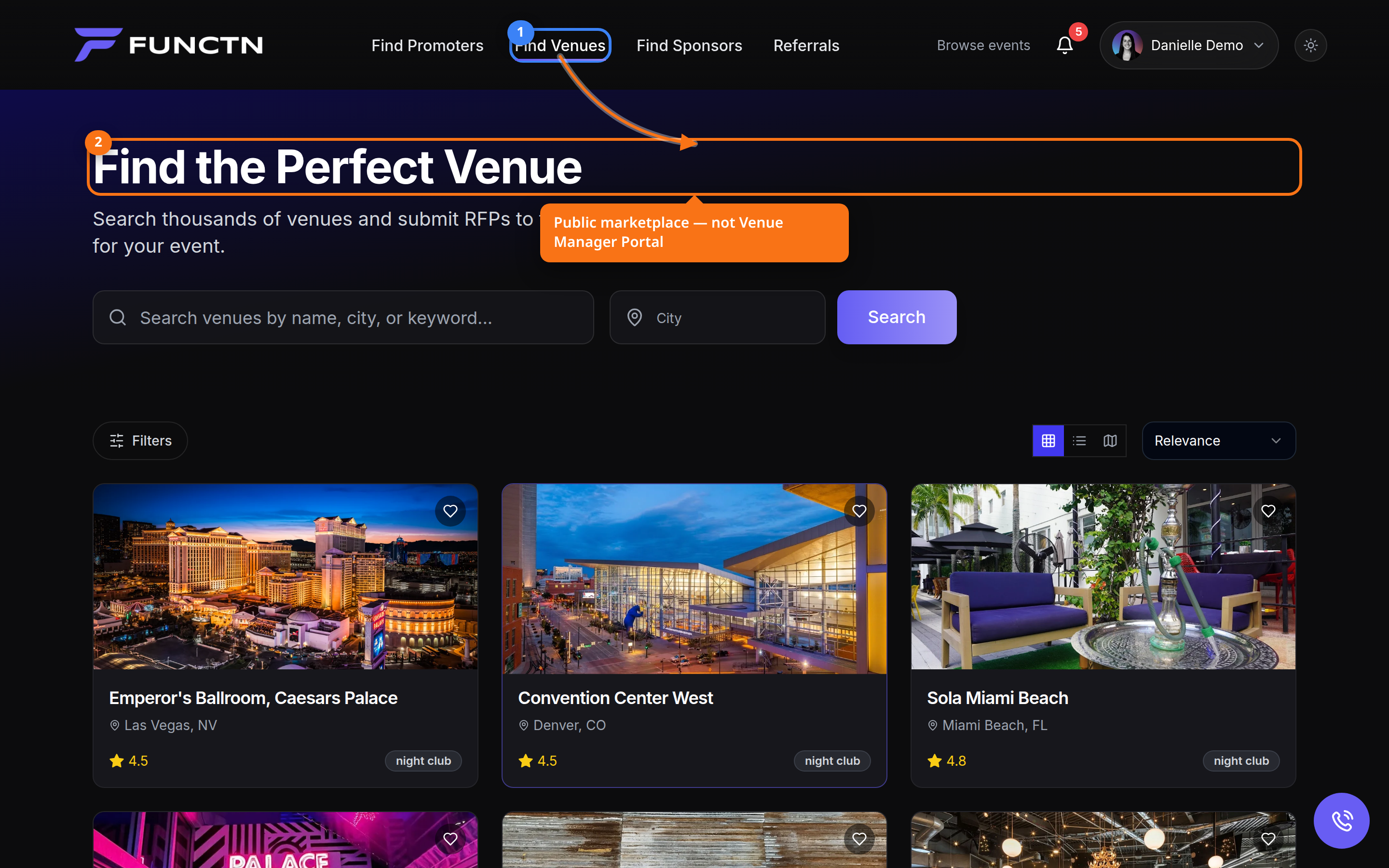 How the Venue Marketplace works — where to find it