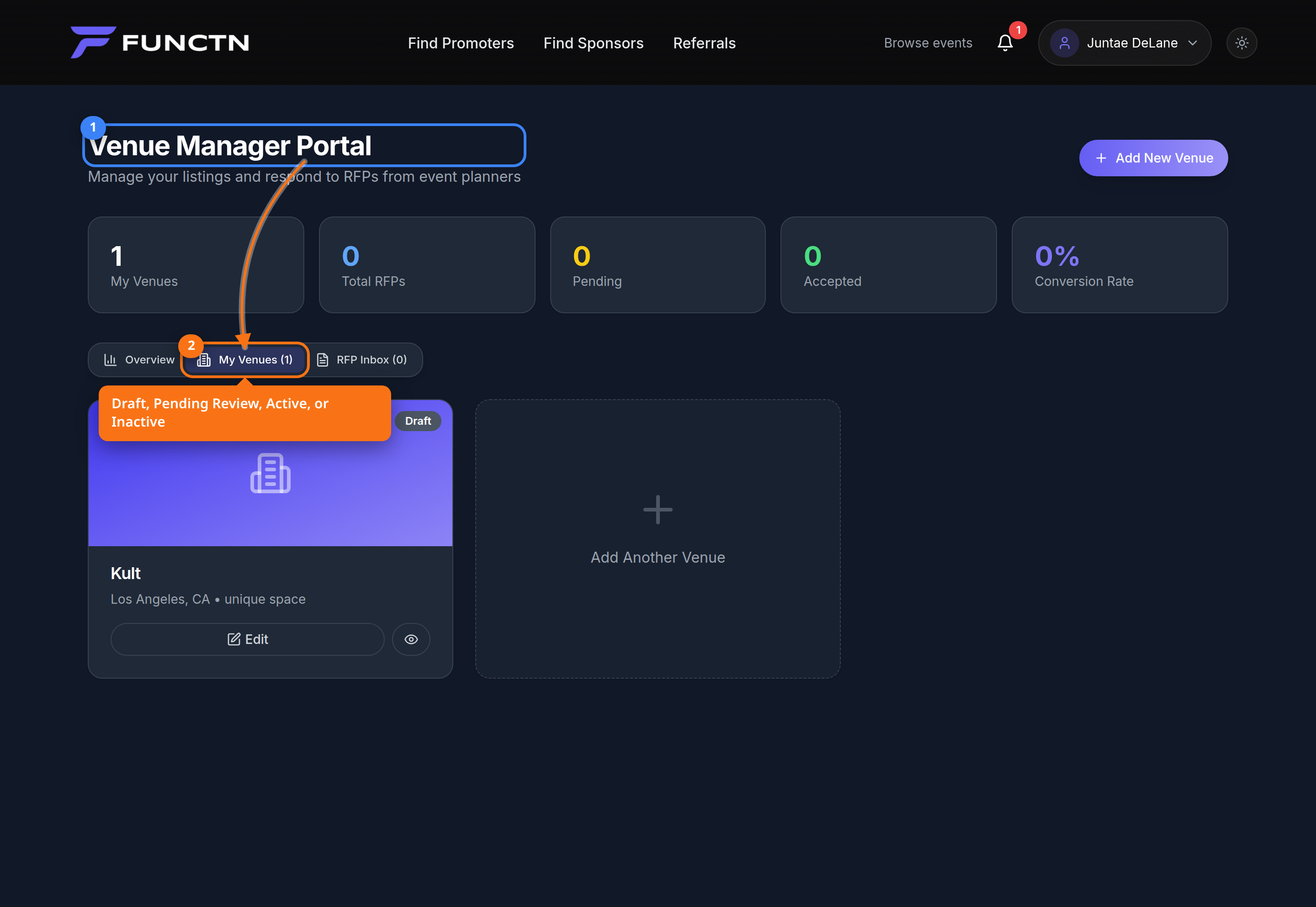 Managing venue availability — where to find it