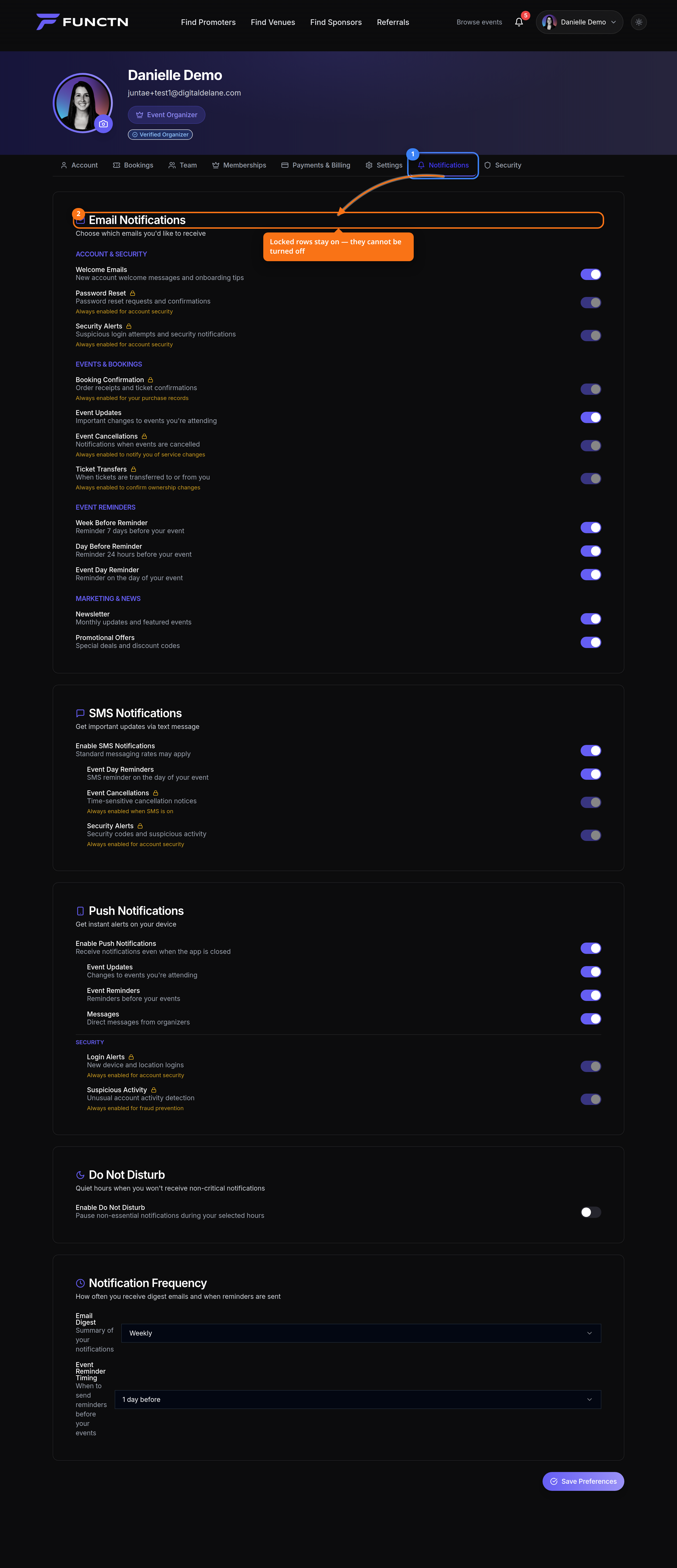 Notification preferences — where to find it