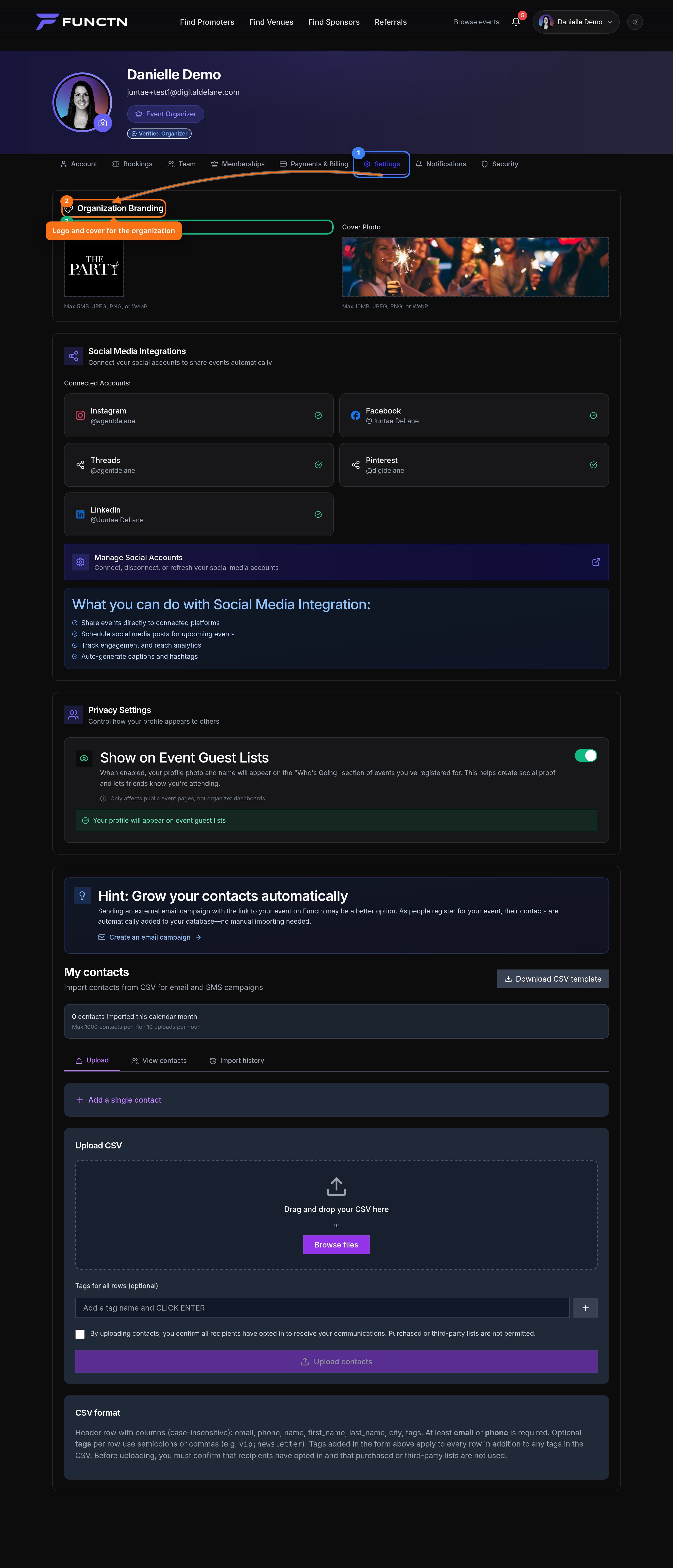 Organization settings — where to find it