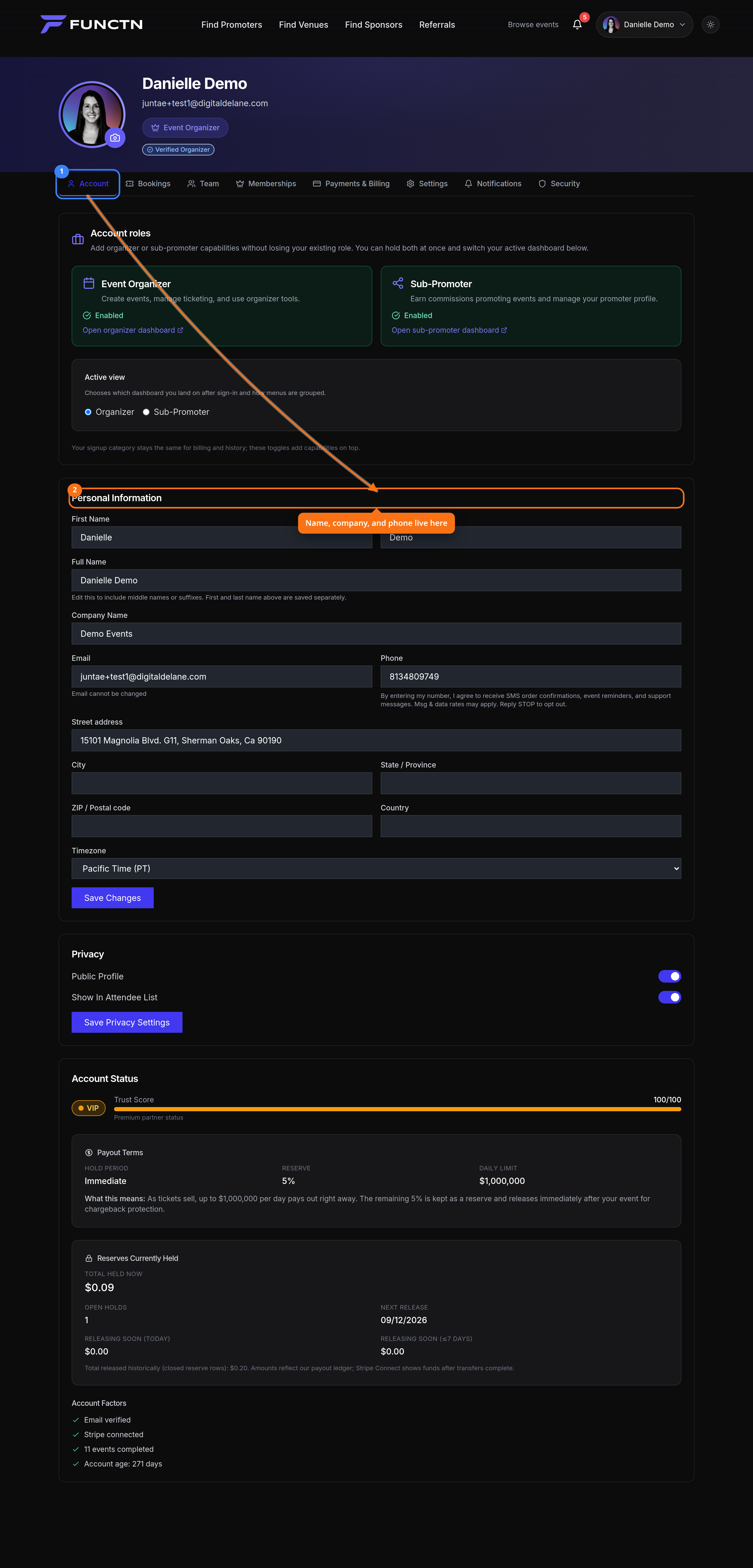 Profile and login — where to find it