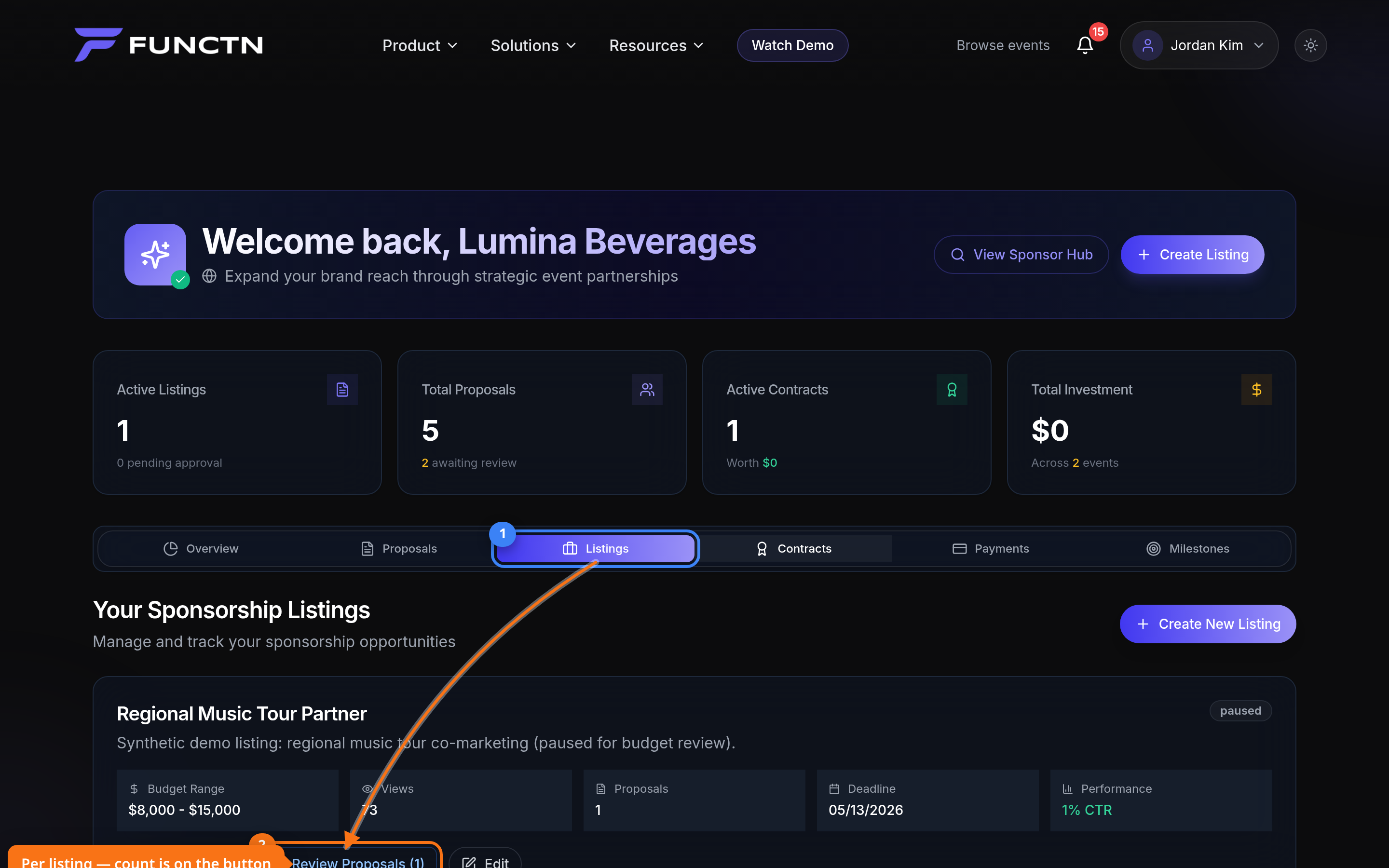 Reviewing sponsor bids — where to find it