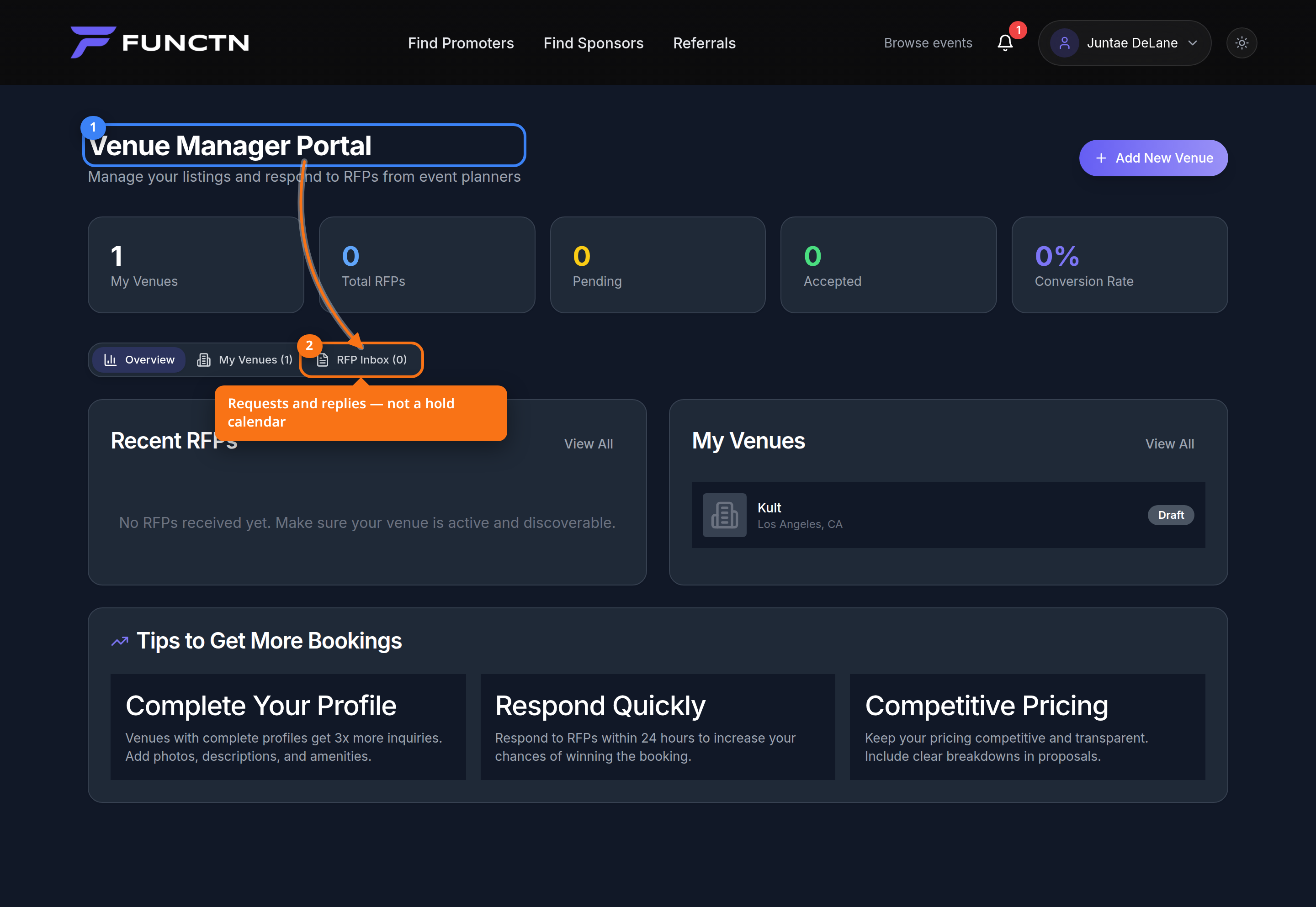 Venue contracts and holds — where to find it